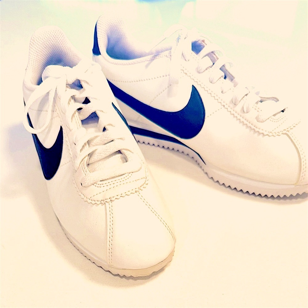Nike Cortez White Leather Sneaker with black swoosh